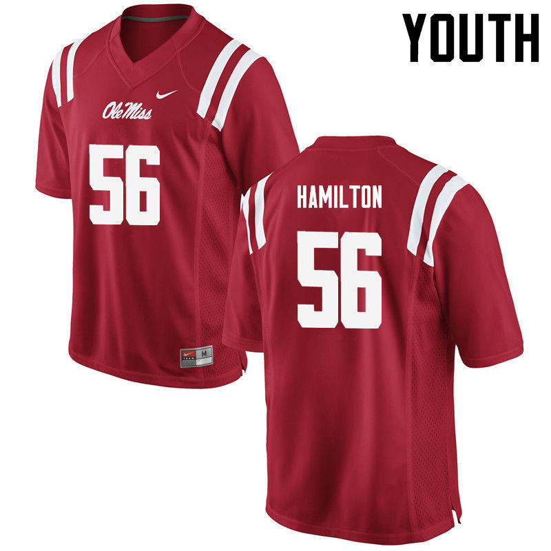 Youth Ole Miss Rebels #56 Woodrow Hamilton College Football Jerseys-Red - Click Image to Close